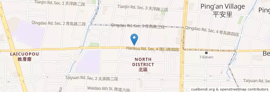 Mapa de ubicacion de 江家餛飩 en 臺灣, 臺中市, 北屯區, 北區.