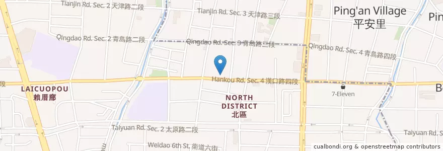 Mapa de ubicacion de 三媽臭臭鍋 en Taiwán, Taichung, 北屯區, 北區.