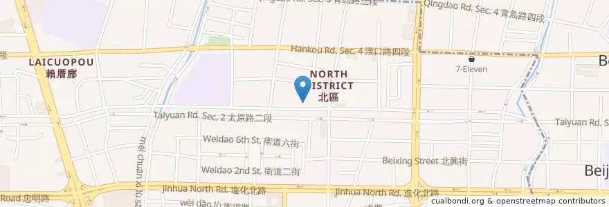 Mapa de ubicacion de 樂饌手作料理 en Taiwán, Taichung, 北區.