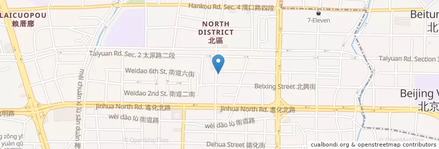 Mapa de ubicacion de 龍廚蔬食 en Taiwan, Taichung, Distretto Settentrionale.