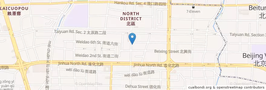 Mapa de ubicacion de 烤地瓜 en Taiwán, Taichung, 北區.
