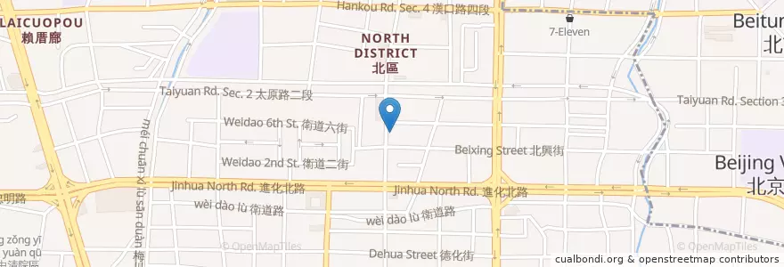 Mapa de ubicacion de 品村食坊 en Taïwan, Taichung, 北區.