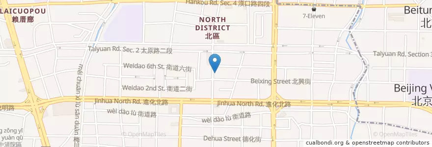 Mapa de ubicacion de 青和日式廚房 en Tayvan, Taichung, 北區.