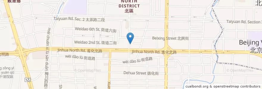 Mapa de ubicacion de 美佳興早午餐店 en 臺灣, 臺中市, 北區.
