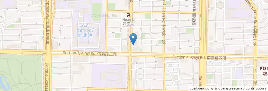 Mapa de ubicacion de 頂好榕樹下小吃店 en Тайвань, Новый Тайбэй, Тайбэй, Даань.