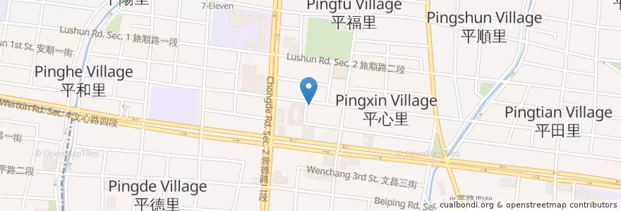 Mapa de ubicacion de 海島飯糰 en تايوان, تاي شانغ, 北屯區.