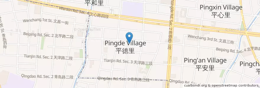 Mapa de ubicacion de 一口辣牛肉麵 en تايوان, تاي شانغ, 北屯區, 北區.