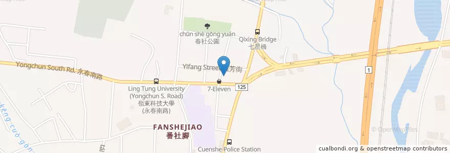 Mapa de ubicacion de 紅盒子 en 台湾, 台中市, 南屯区.