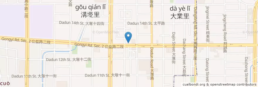 Mapa de ubicacion de 牛八碳燒牛排 en 타이완, 타이중 시, 난툰 구.