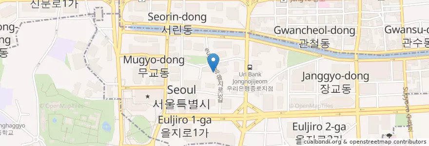 Mapa de ubicacion de 태성골뱅이 en Coreia Do Sul, Seul, 명동.