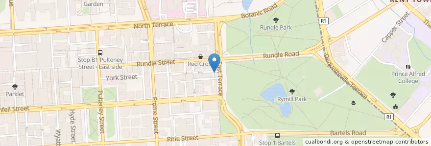 Mapa de ubicacion de EST Pizzeria en Australië, Zuid-Australië, Adelaide, Adelaide City Council.