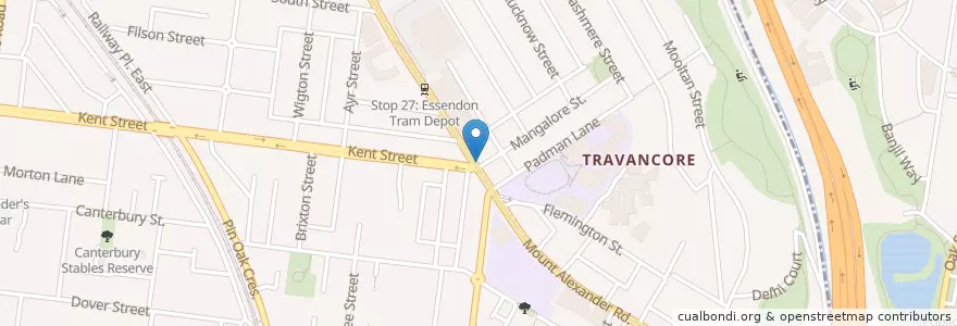 Mapa de ubicacion de Travancore Medical Centre en Australië, Victoria, City Of Moonee Valley.