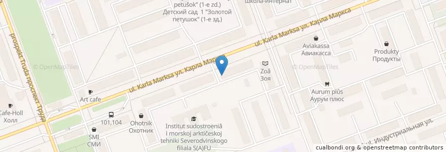 Mapa de ubicacion de Dental Smile en Russia, Northwestern Federal District, Arkhangelsk Oblast, Primorsky District, Городской Округ Северодвинск.