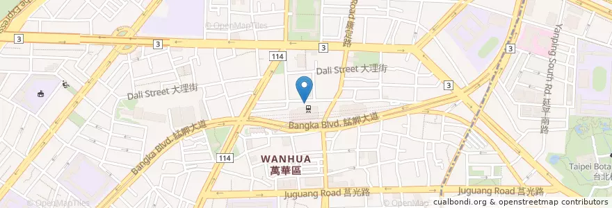 Mapa de ubicacion de 萬華火車站金好吃純正花枝羹 en Taiwan, New Taipei, Taipei, Wanhua District.