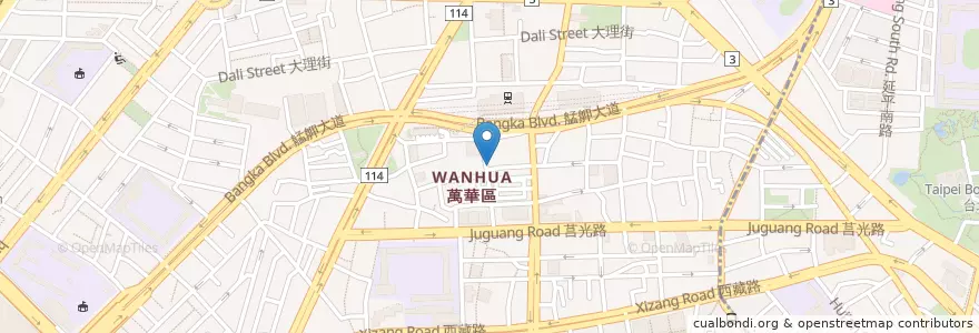 Mapa de ubicacion de 萬華千層燒餅 en Taiwan, Neu-Taipeh, Taipeh, Wanhua.