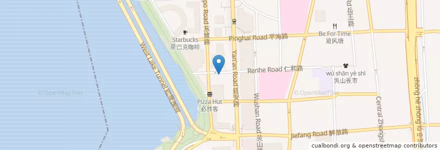 Mapa de ubicacion de 知味观 en Chine, Zhejiang, Hangzhou, District De Shangcheng, 湖滨街道.
