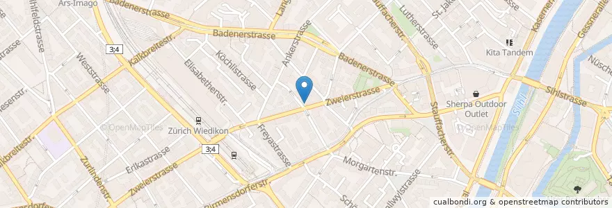 Mapa de ubicacion de Bros Beans & Beats en Svizzera, Zurigo, Distretto Di Zurigo, Zurigo.