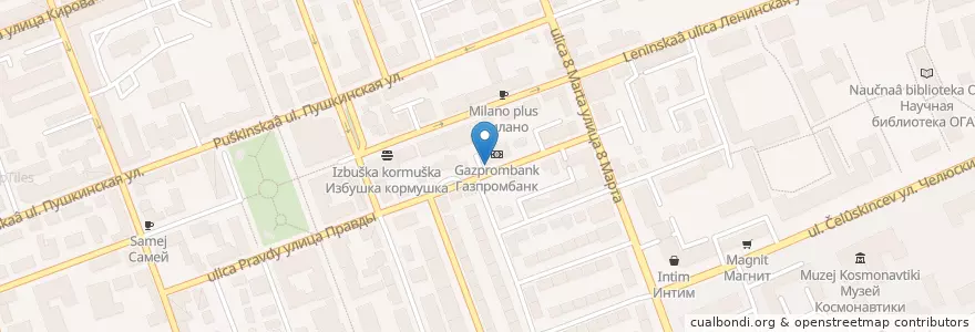 Mapa de ubicacion de Газпромбанк en 俄罗斯/俄羅斯, Приволжский Федеральный Округ, Оренбургская Область, Городской Округ Оренбург.