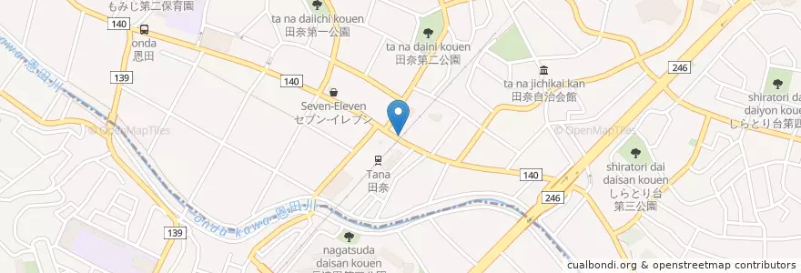 Mapa de ubicacion de 高架下 駐輪場 en اليابان, كاناغاوا, 横浜市, 緑区, 青葉区.