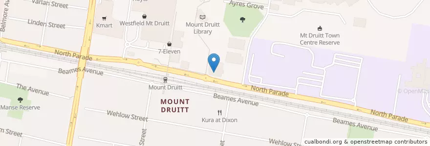 Mapa de ubicacion de Mount Druitt Court House en Avustralya, New South Wales, Sydney, Blacktown City Council.