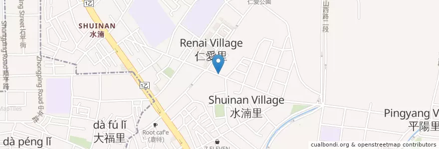 Mapa de ubicacion de 飯糰店 en Taiwan, 臺中市, 北屯區.
