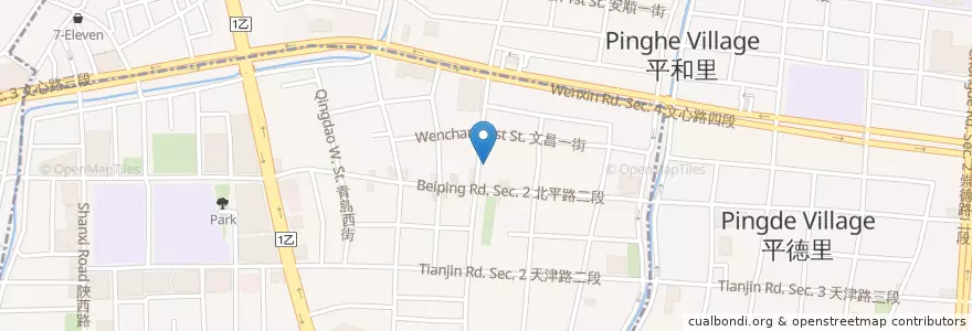 Mapa de ubicacion de 達美樂 en Taïwan, Taichung, 北屯區, 北區.