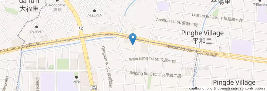 Mapa de ubicacion de Mia+料理 en 台湾, 台中市, 北屯区.