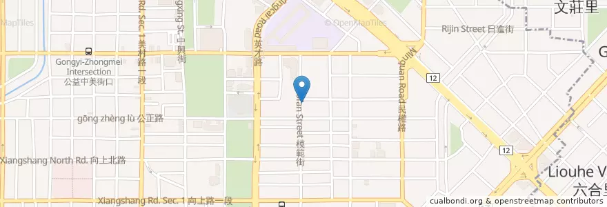 Mapa de ubicacion de 大旺堡 模範街 en تایوان, تایچونگ, 西區.