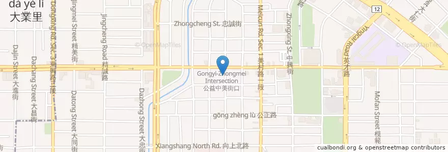 Mapa de ubicacion de 上海老鴨粉絲館 en 臺灣, 臺中市, 西區.