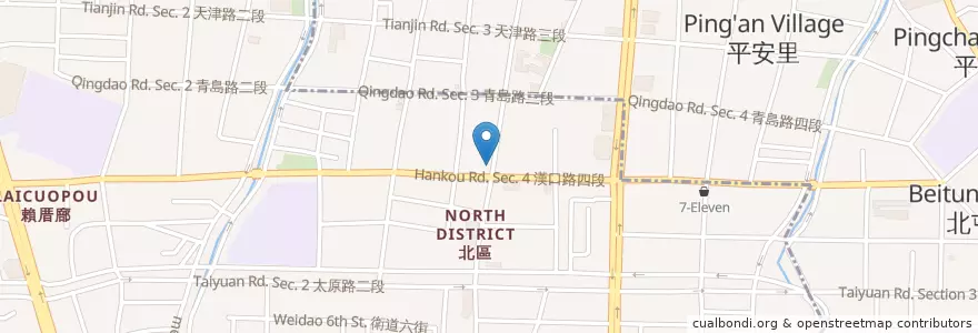 Mapa de ubicacion de 繼光香香雞 en 臺灣, 臺中市, 北屯區, 北區.