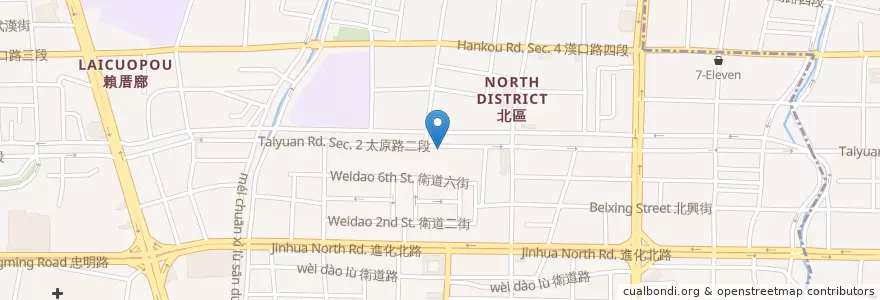 Mapa de ubicacion de 盛唐中醫診所 en تایوان, تایچونگ, 北區.