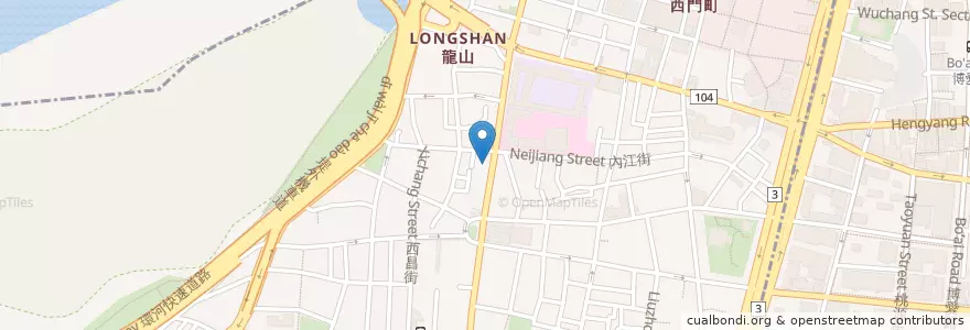 Mapa de ubicacion de 昶青藥局 en Taiwán, Nuevo Taipéi, Taipéi, 萬華區.