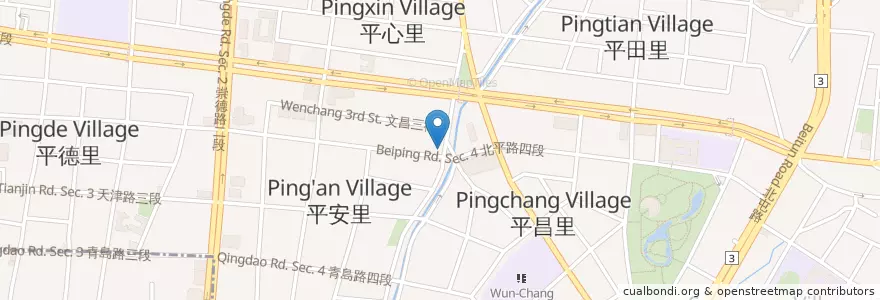 Mapa de ubicacion de 崧星臭豆腐 en Taiwan, Taichung, 北屯區.