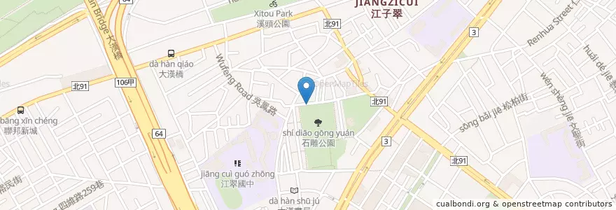 Mapa de ubicacion de Shidiao Park en Taiwan, New Taipei, Banqiao District.
