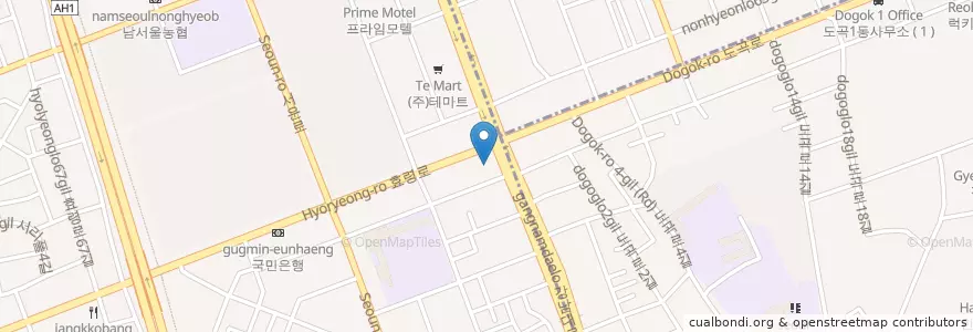 Mapa de ubicacion de 버드나무집 en Corea Del Sud, Seul, 서초구, 서초2동.