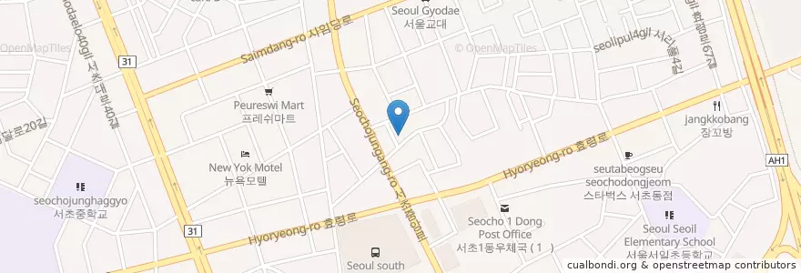 Mapa de ubicacion de 우작설렁탕 en Coreia Do Sul, Seul, 서초구, 서초1동, 서초동.