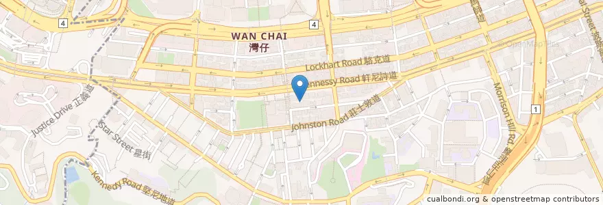 Mapa de ubicacion de 后座冰室 Back Seat Cafe en China, Provincia De Cantón, Hong Kong, Isla De Hong Kong, Nuevos Territorios, 灣仔區 Wan Chai District.