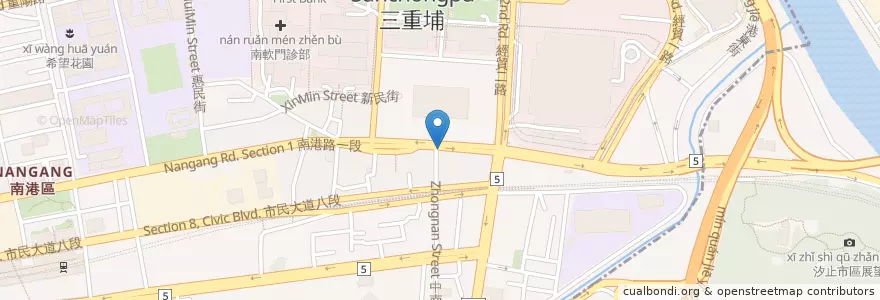 Mapa de ubicacion de 阿西麵店 en تايوان, تايبيه الجديدة, تايبيه, 南港區.