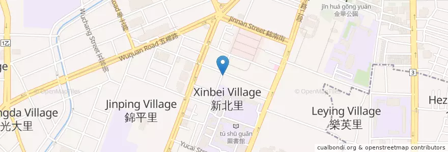 Mapa de ubicacion de 路邊の炸蝦天婦羅 en Taïwan, Taichung, 北區.