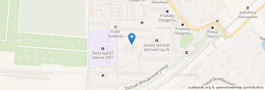 Mapa de ubicacion de Кокошкинская детская школа искусств en Russie, District Fédéral Central, Moscou, Новомосковский Административный Округ, Поселение Кокошкино.