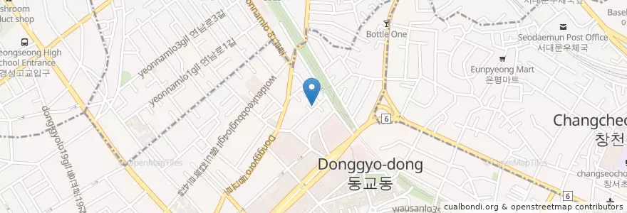 Mapa de ubicacion de 또보겠지 떡볶이 붕붕허니비점 en Республика Корея, Сеул, 마포구, 서교동.