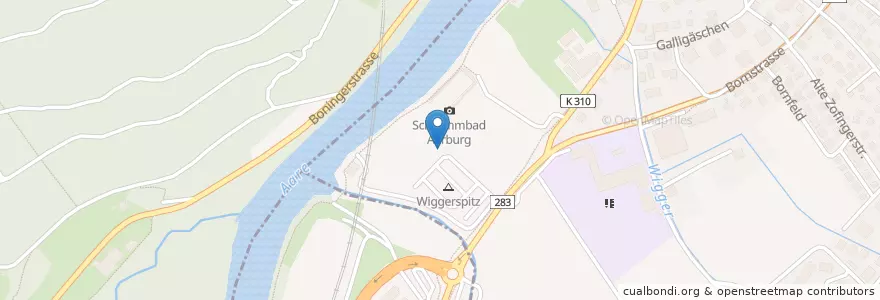 Mapa de ubicacion de Camping Restaurant en Suiza, Aargau, Bezirk Zofingen, Aarburg.