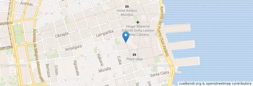 Mapa de ubicacion de Churro's en Küba, La Habana, La Habana Vieja.