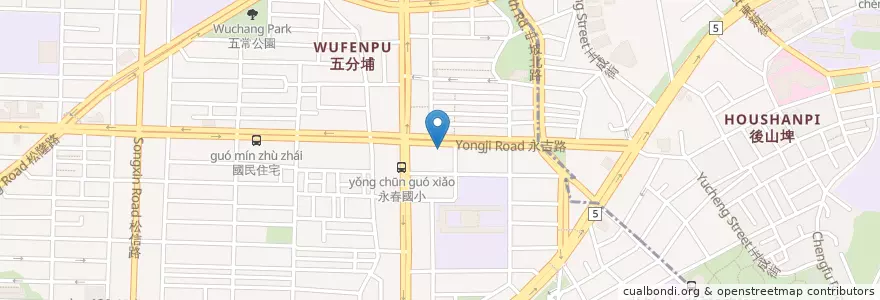 Mapa de ubicacion de 料理王素食自助餐 en 台湾, 新北市, 台北市, 信義区.
