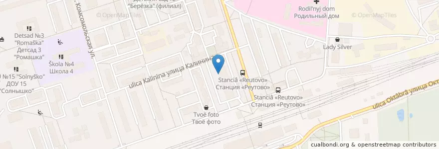 Mapa de ubicacion de Отделение Почты России №143970 en Rusland, Centraal Federaal District, Oblast Moskou, Городской Округ Реутов.