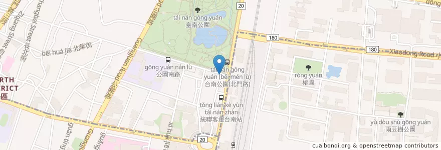 Mapa de ubicacion de 公園口八寶冰 en 臺灣, 臺南市, 北區.
