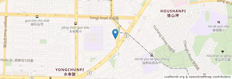 Mapa de ubicacion de 京園燒肉飯 en 臺灣, 新北市, 臺北市, 信義區.