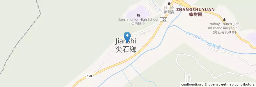Mapa de ubicacion de 尖石鄉立圖書館 en Taiwan, Provincia Di Taiwan, Contea Di Hsinchu, 尖石鄉.