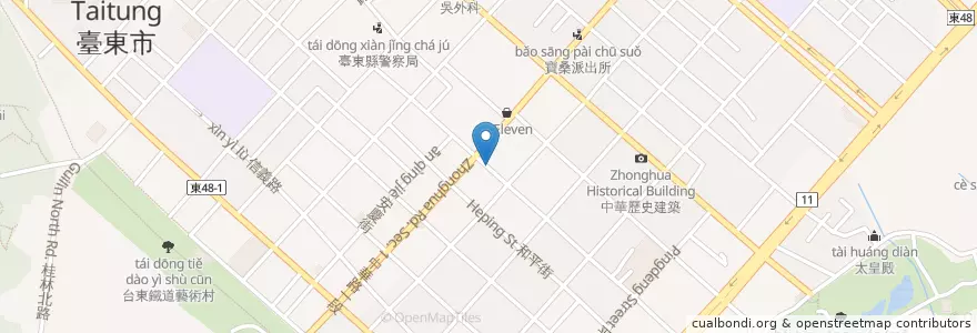 Mapa de ubicacion de 合作金庫商業銀行 en 台湾, 台湾省, 台東県, 台東市.