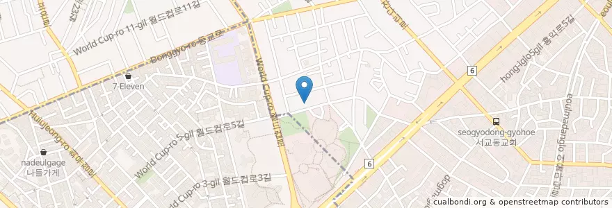 Mapa de ubicacion de 나무의시간 en Corea Del Sud, Seul, 마포구, 합정동.